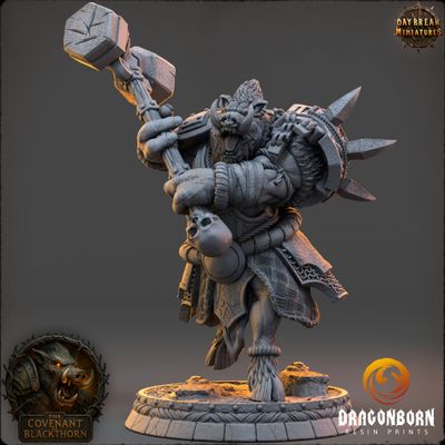 Molga Embertusk - Boar-men Boarfolk Warrior DnD RPG Wargaming Miniatures