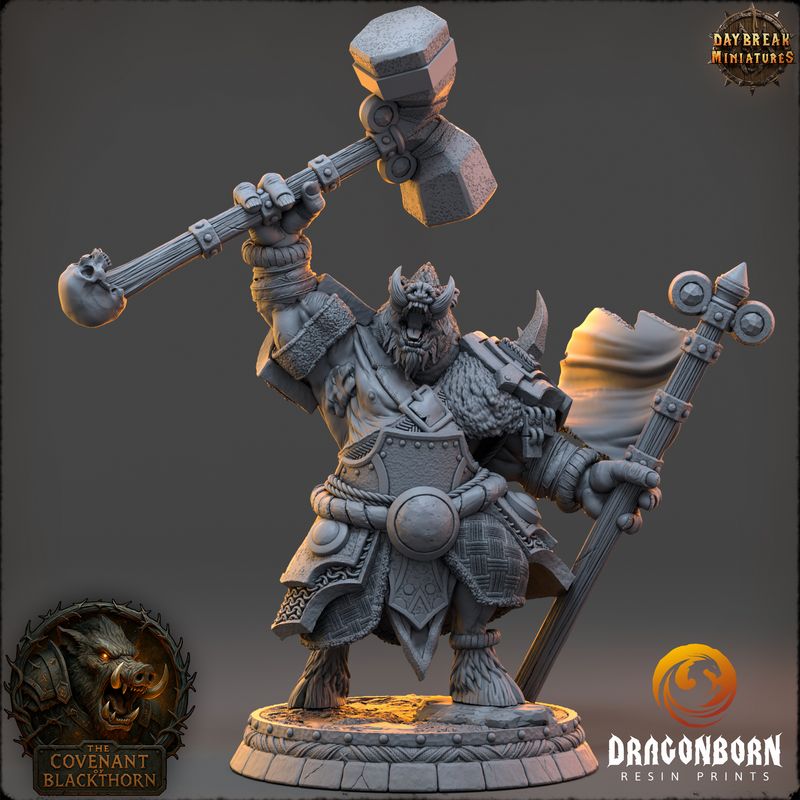 Sarnath Gloomhide - Boar-men Boarfolk Warrior DnD RPG Wargaming Miniatures