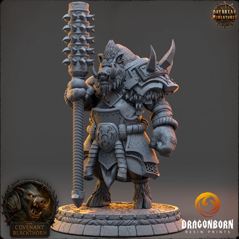 Snarth Briarbrand - Boar-men Boarfolk Warrior DnD RPG Wargaming Miniatures