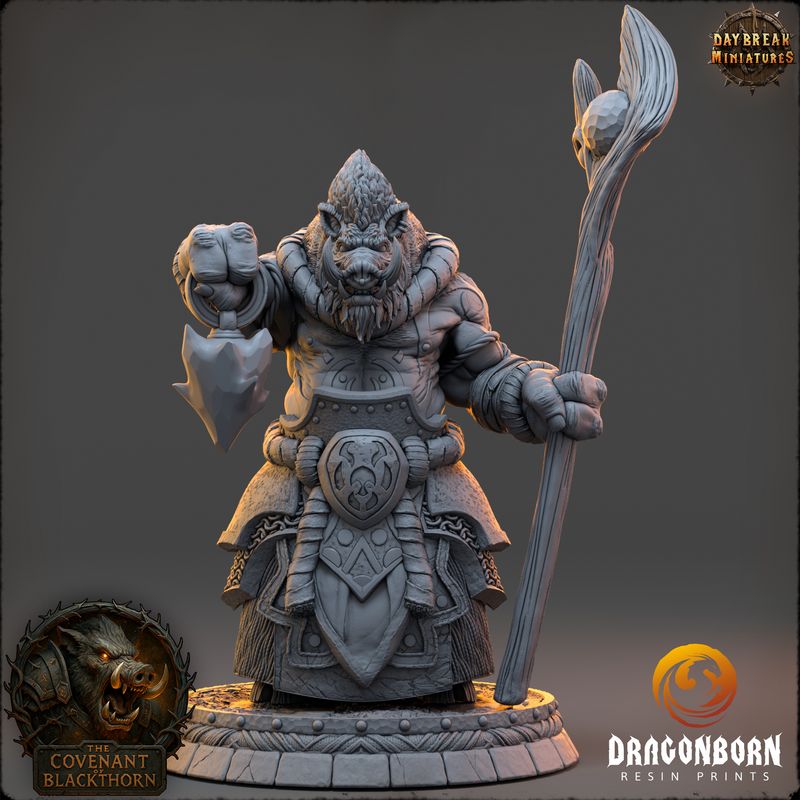 Tornak the Gorebound - Boar-men Boarfolk Warrior DnD RPG Wargaming Miniatures