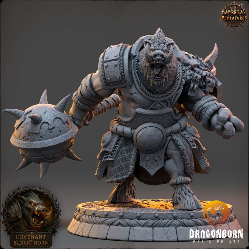 Vark Blighthorn - Boar-men Boarfolk Warrior DnD RPG Wargaming Miniatures