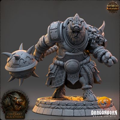 Vark Blighthorn - Boar-men Boarfolk Warrior DnD RPG Wargaming Miniatures