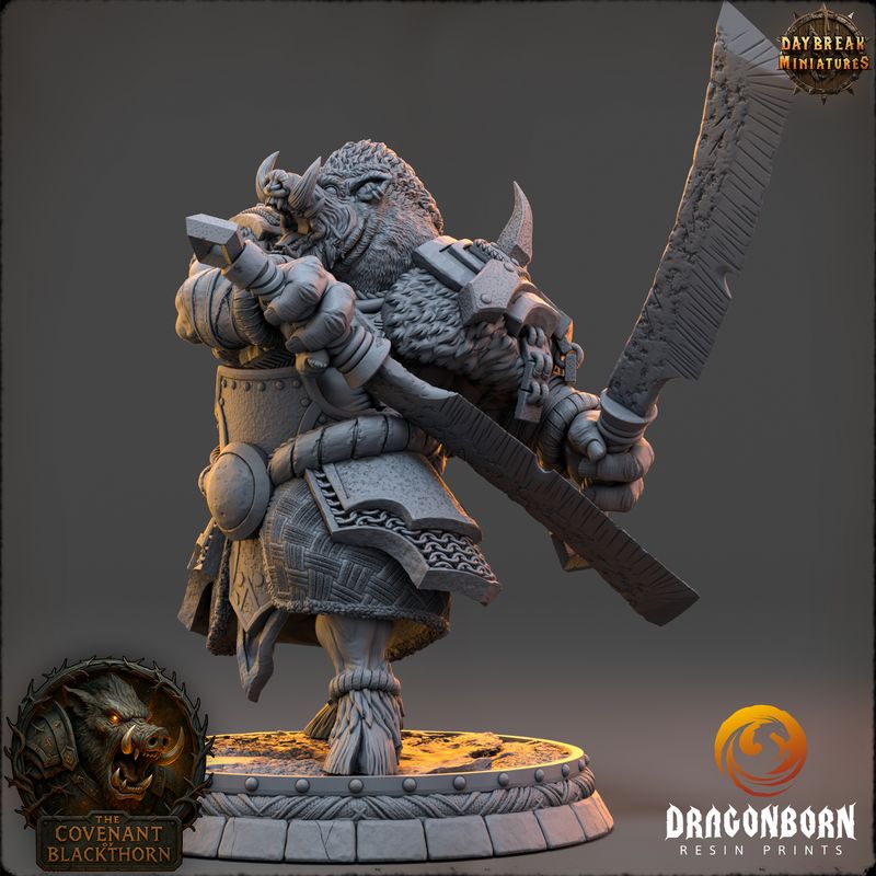 Yurth the Burrower - Boar-men Boarfolk Warrior DnD RPG Wargaming Miniatures