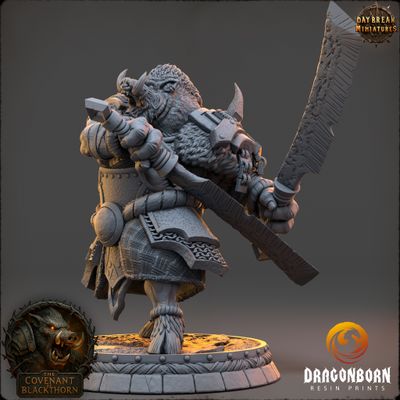 Yurth the Burrower - Boar-men Boarfolk Warrior DnD RPG Wargaming Miniatures