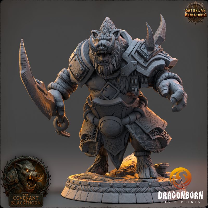 Zurka Mudroot - Boar-men Boarfolk Warrior DnD RPG Wargaming Miniatures