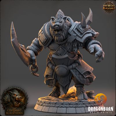 Zurka Mudroot - Boar-men Boarfolk Warrior DnD RPG Wargaming Miniatures