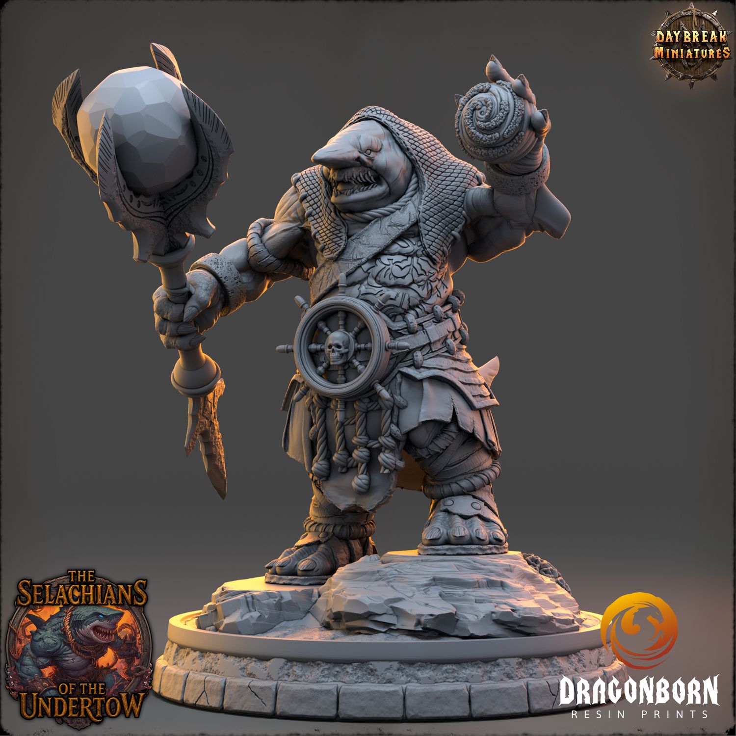Draaleth Orn – Voice of the Hollow Wake - Sharkin Warrior DnD RPG Wargaming Miniatures