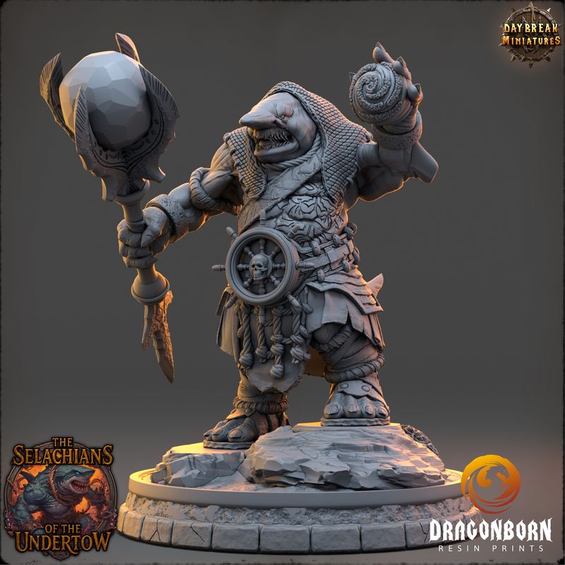 Draaleth Orn – Voice of the Hollow Wake - Sharkin Warrior DnD RPG Wargaming Miniatures