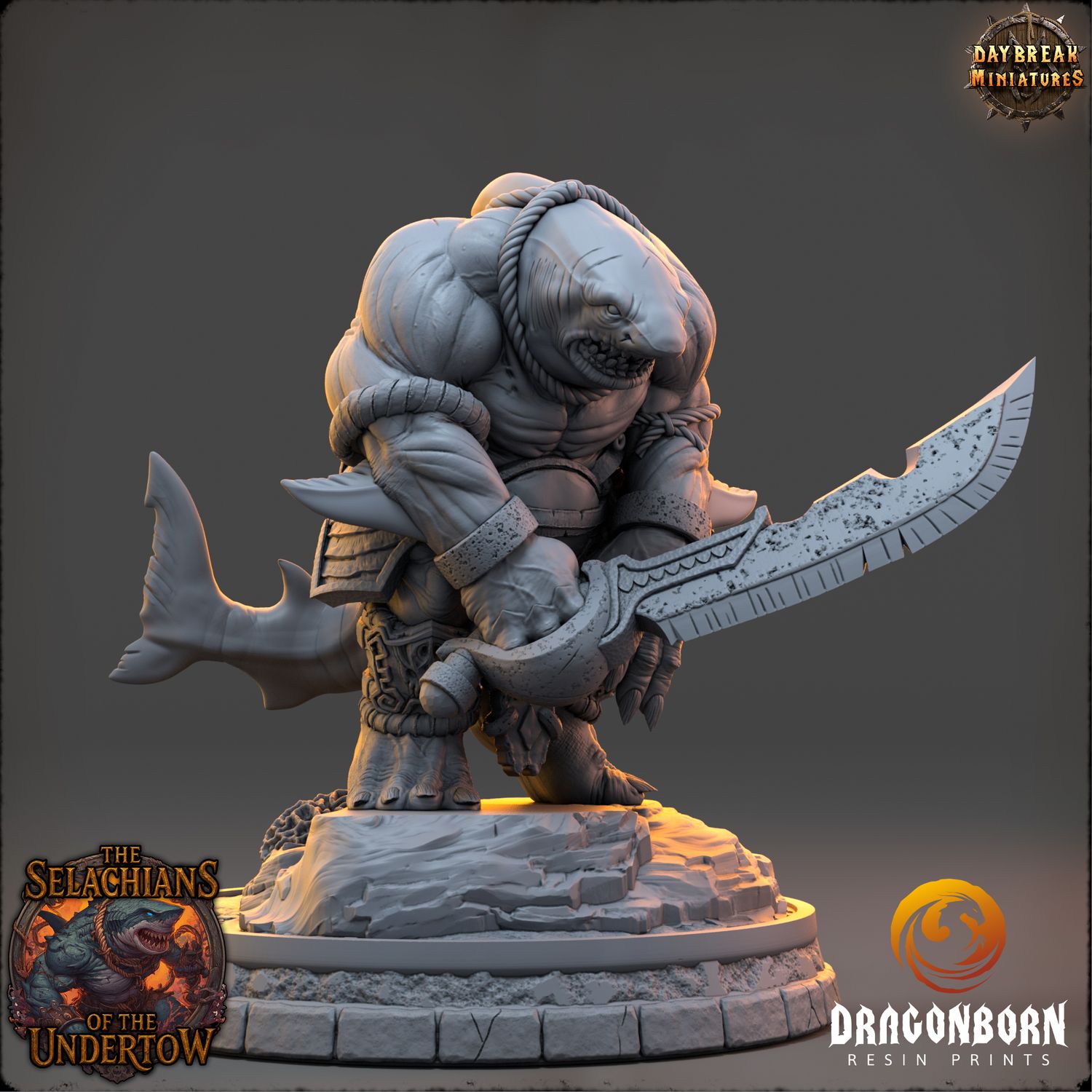 Olveth Tidewound - Sharkin Warrior DnD RPG Wargaming Miniatures
