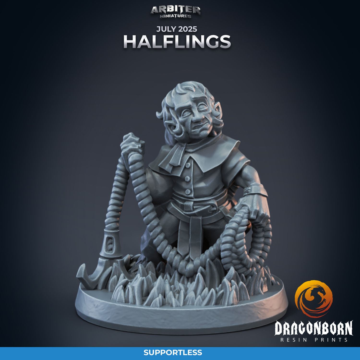 Halfing 04 Thief Male [25/07] - DnD RPG Wargaming Miniatures - supportless version