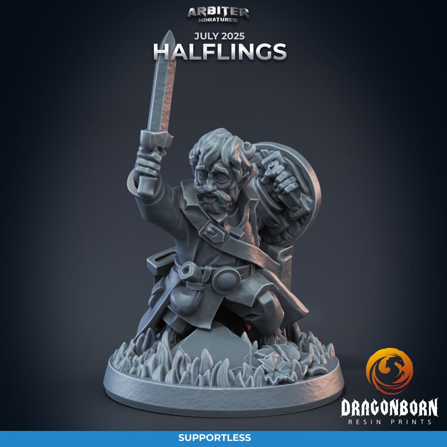 Halfling 01 Adventurer Male [25/07] - DnD RPG Wargaming Miniatures - supportless version