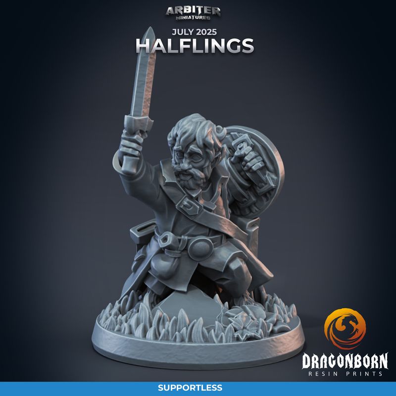 Halfling 01 Adventurer Male [25/07] - DnD RPG Wargaming Miniatures - supportless version