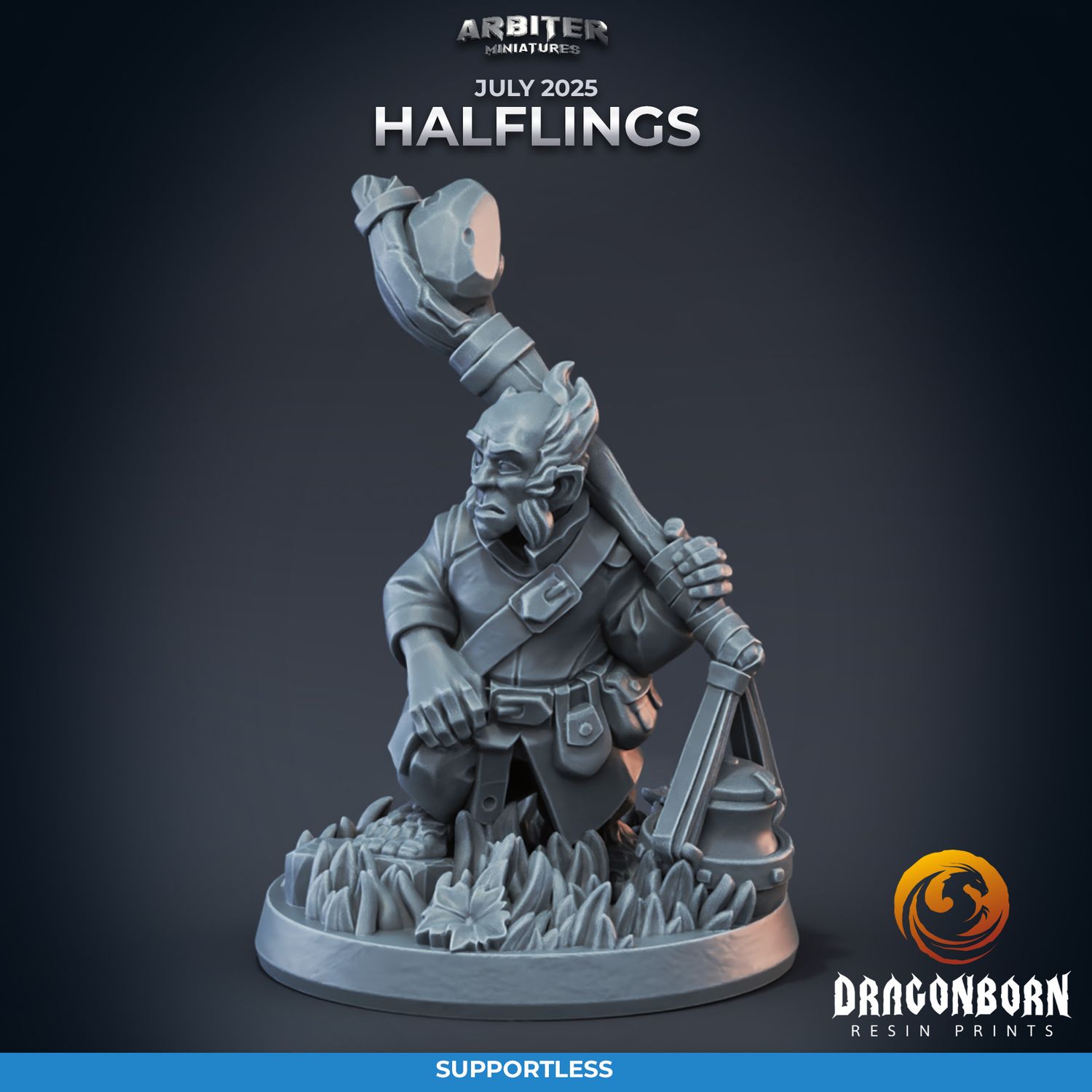 Halfing 03 Cook Male [25/07] - DnD RPG Wargaming Miniatures - supportless version