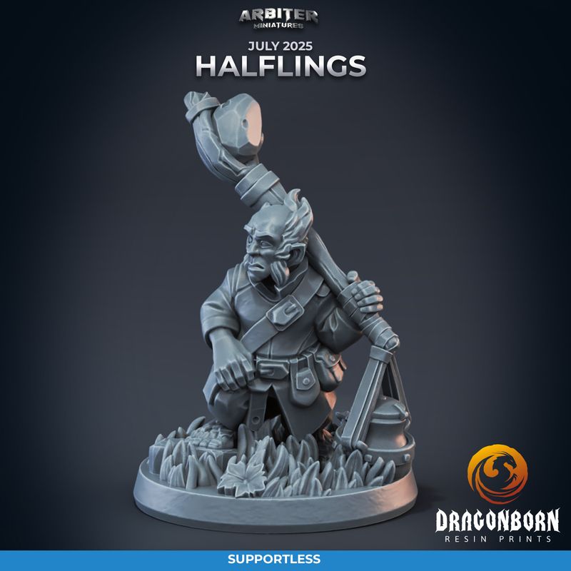 Halfing 03 Cook Male [25/07] - DnD RPG Wargaming Miniatures - supportless version