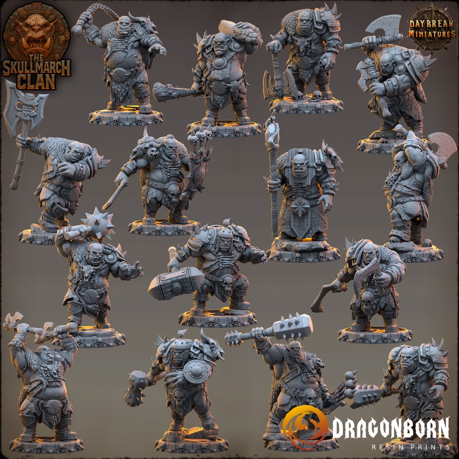 The Skullmarch Clan - Ogre Warriors DnD RPG Wargaming Miniatures