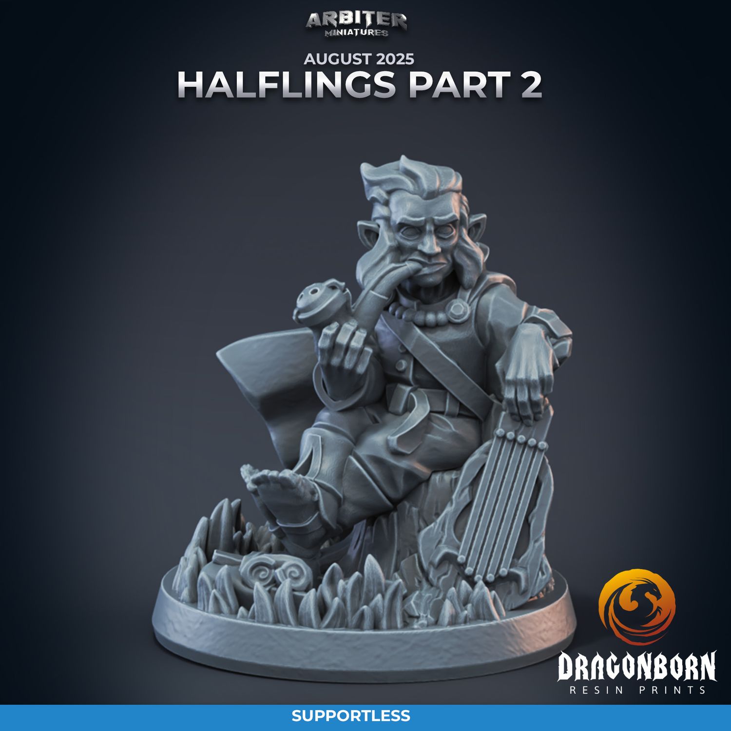 Halfling 08 Bard Male [25/08] - DnD RPG Wargaming Miniatures - supportless version