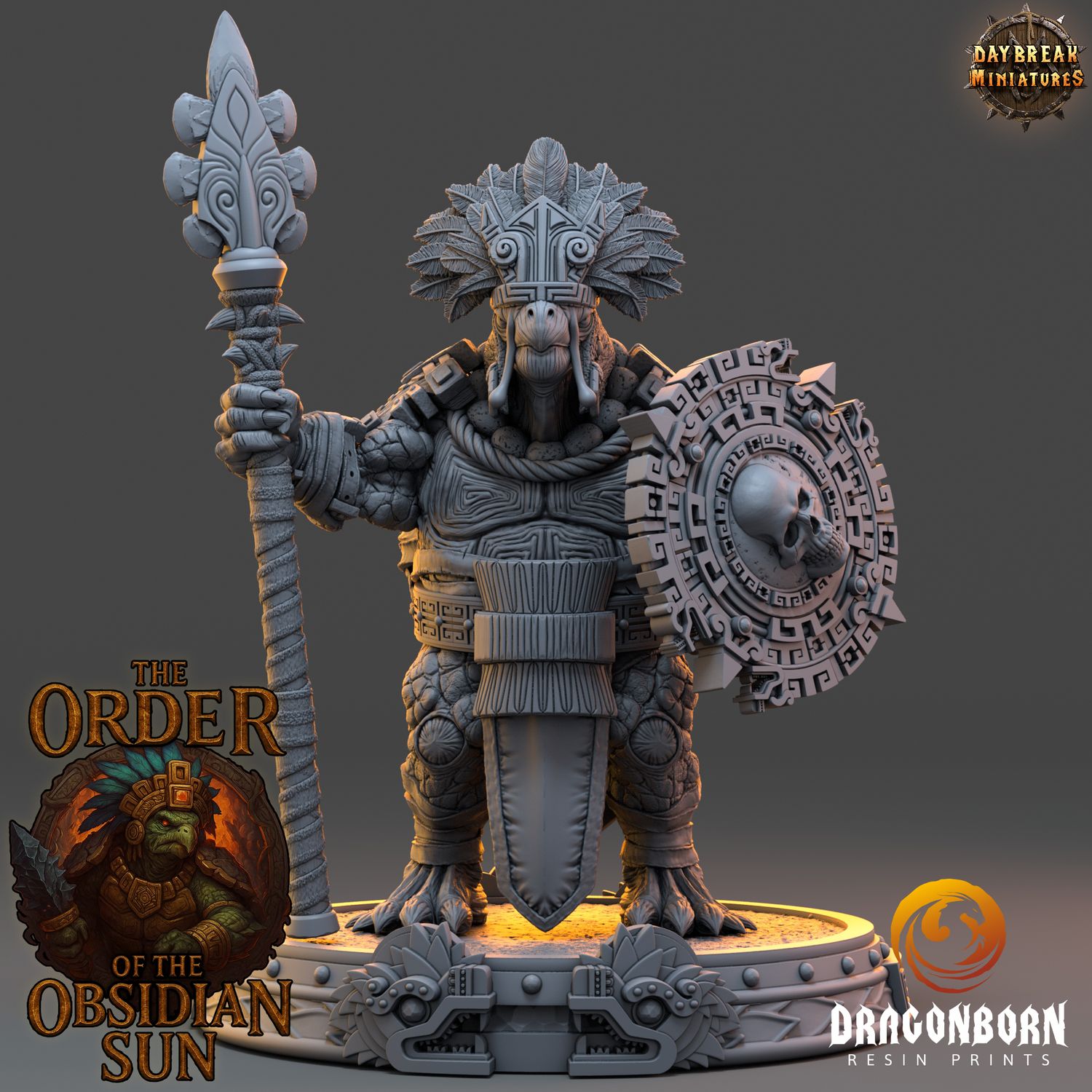 Quenacoatl the Sun Warden - Turtle Tortle Warrior DnD RPG Wargaming Miniatures