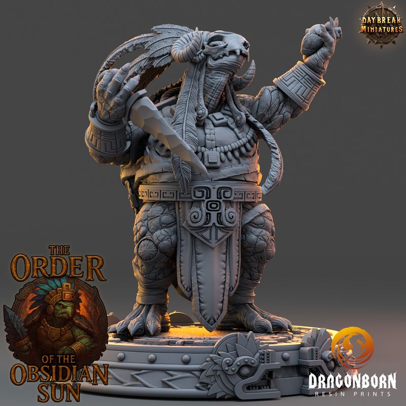 Tezcama the Obsidian Seer - Turtle Tortle Warrior DnD RPG Wargaming Miniatures