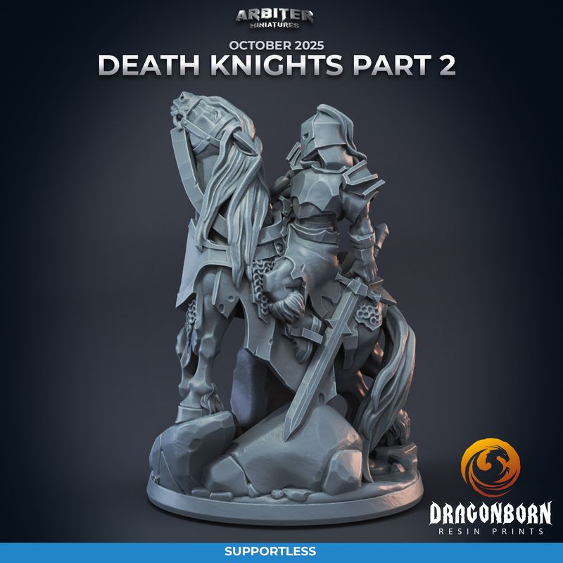Death Knight Hellhorse Rider 01 [25/10] - DnD RPG Wargaming Miniatures - supportless version