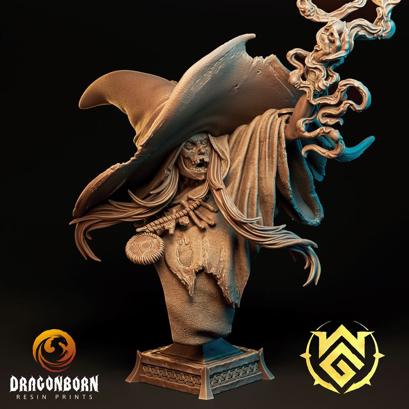 Bust of the Blight Crone - Human Wizard Swamp Dweller