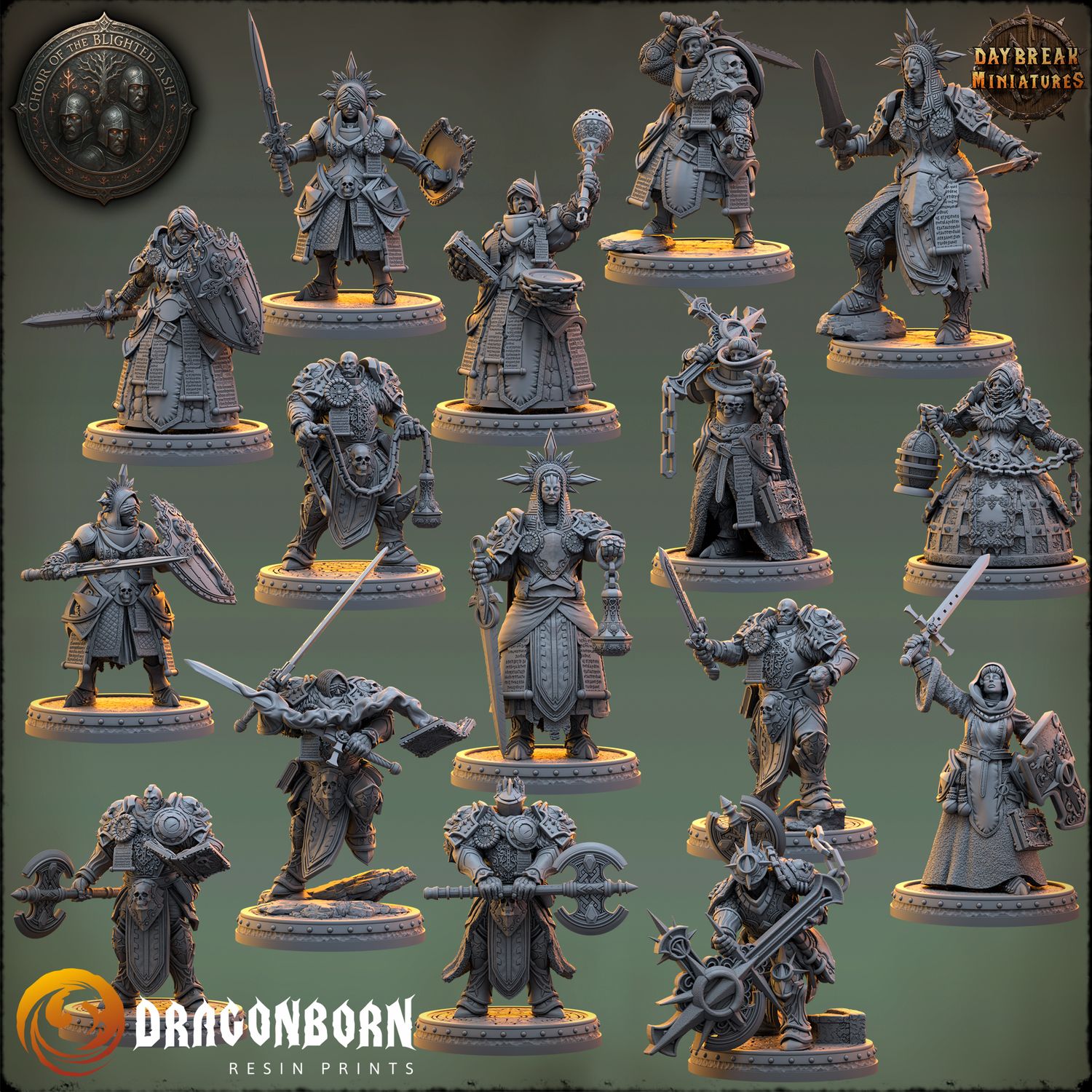 Knights - Choir of the Blighted Ash - Warriors DnD RPG Wargaming Miniatures