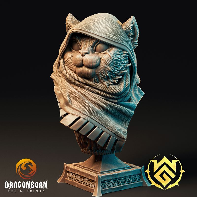 Bust of the Winter's Paw - Cat Wizard