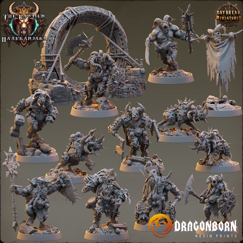 The Rawmen of Haarkanjaka Set - Beastmen Warriors DnD RPG Wargaming Miniatures