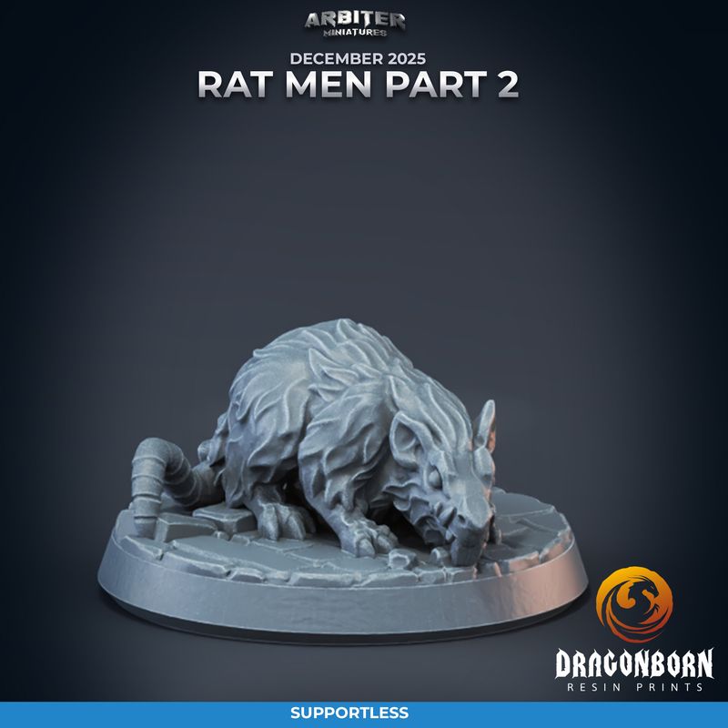 Rat Men Giant Rat 01 [25/12] - DnD RPG Wargaming Miniatures - supportless version