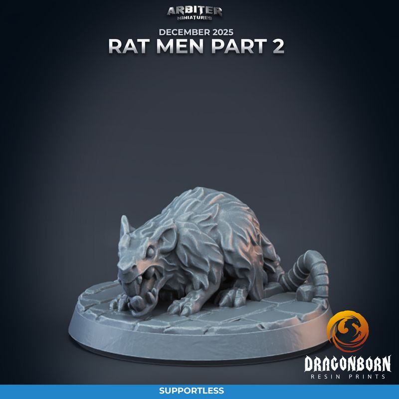 Rat Men Giant Rat 02 [25/12] - DnD RPG Wargaming Miniatures - supportless version