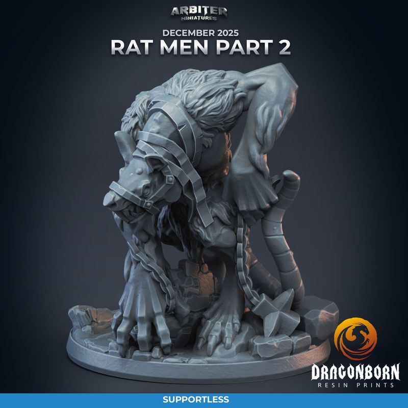 Rat Men Monstrosity 01 [25/12] - DnD RPG Wargaming Miniatures - supportless version