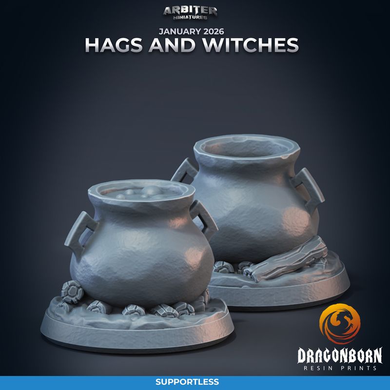 Witch Pots [26/01] - DnD RPG Wargaming Miniatures - supportless version