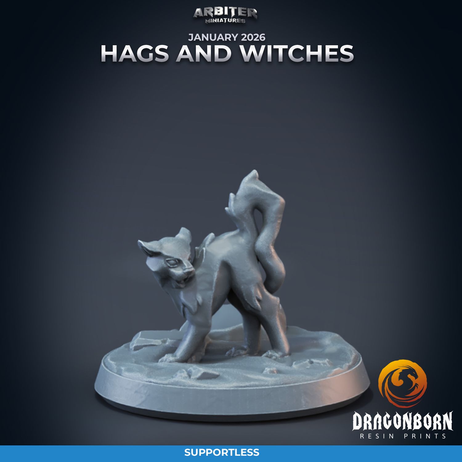 Witch Cat [26/01] - DnD RPG Wargaming Miniatures - supportless version
