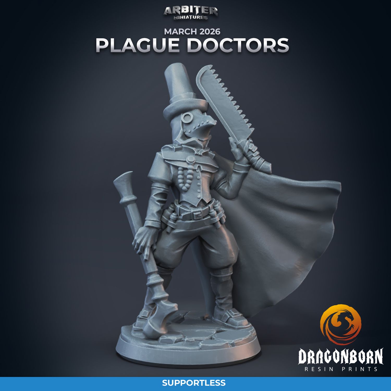Plague Doctors 02 [26/03] - DnD RPG Wargaming Miniatures - supportless version
