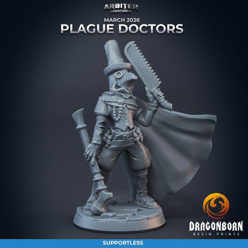 Plague Doctors 02 [26/03] - DnD RPG Wargaming Miniatures - supportless version