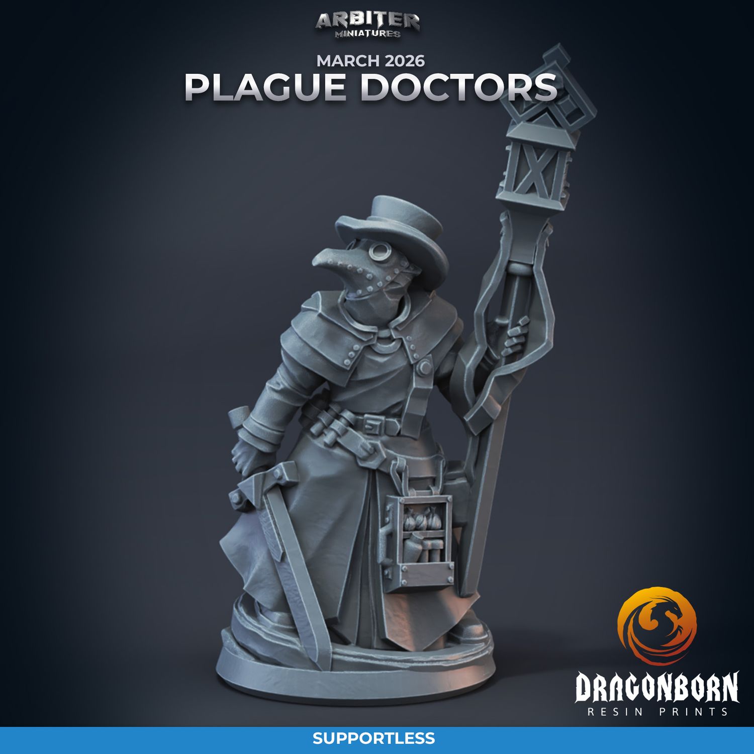 Plague Doctors 01 [26/03] - DnD RPG Wargaming Miniatures - supportless version