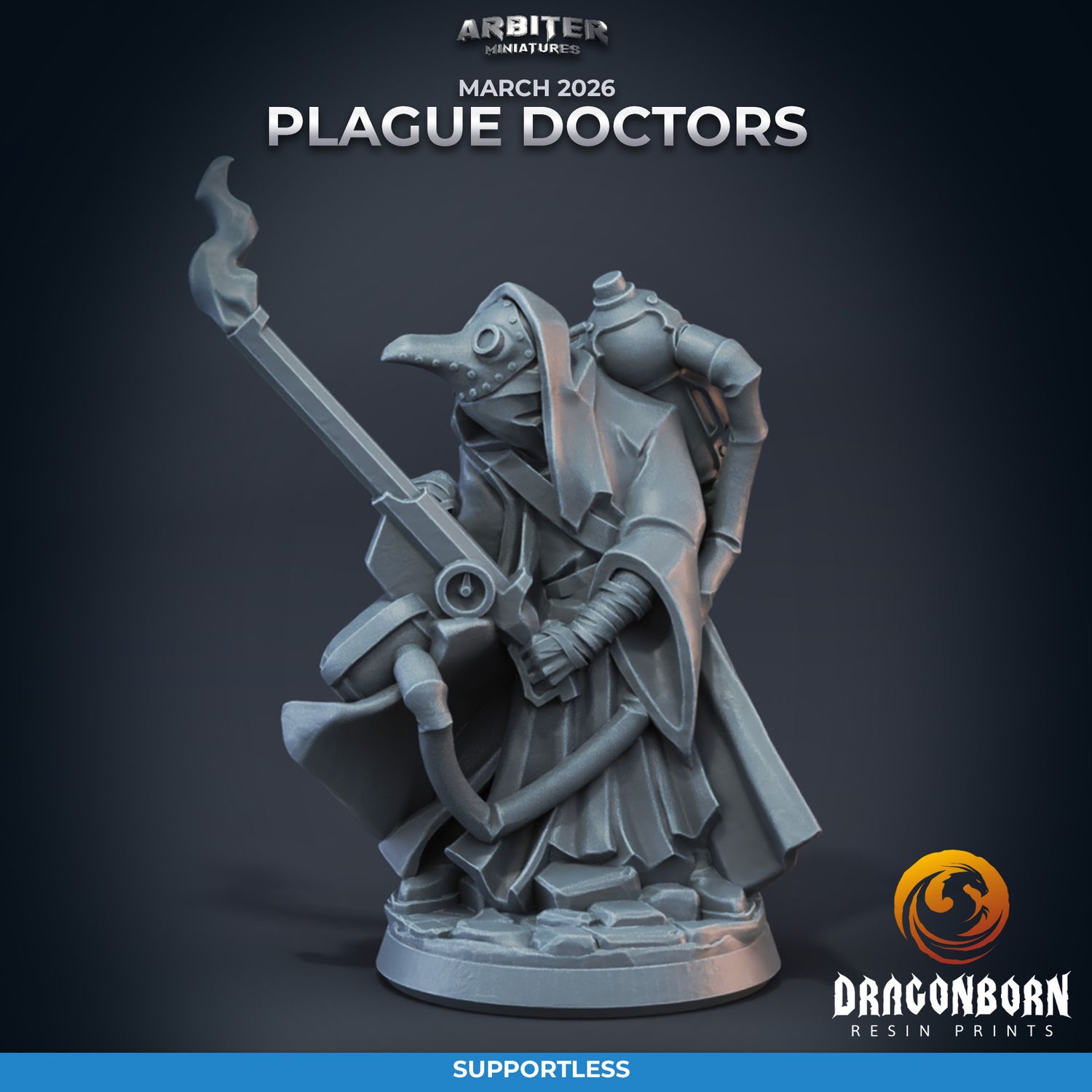 Plague Doctors 03 [26/03] - DnD RPG Wargaming Miniatures - supportless version