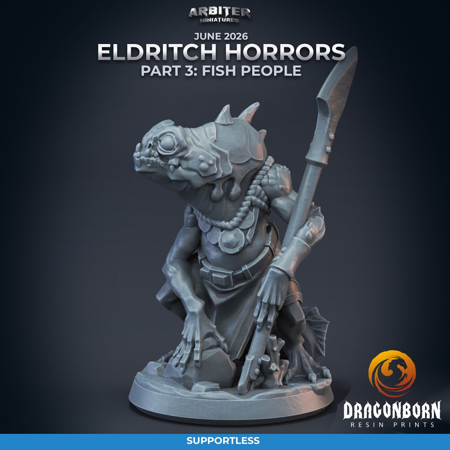 Fish Man 01 [26/06] - DnD RPG Wargaming Miniatures - supportless version