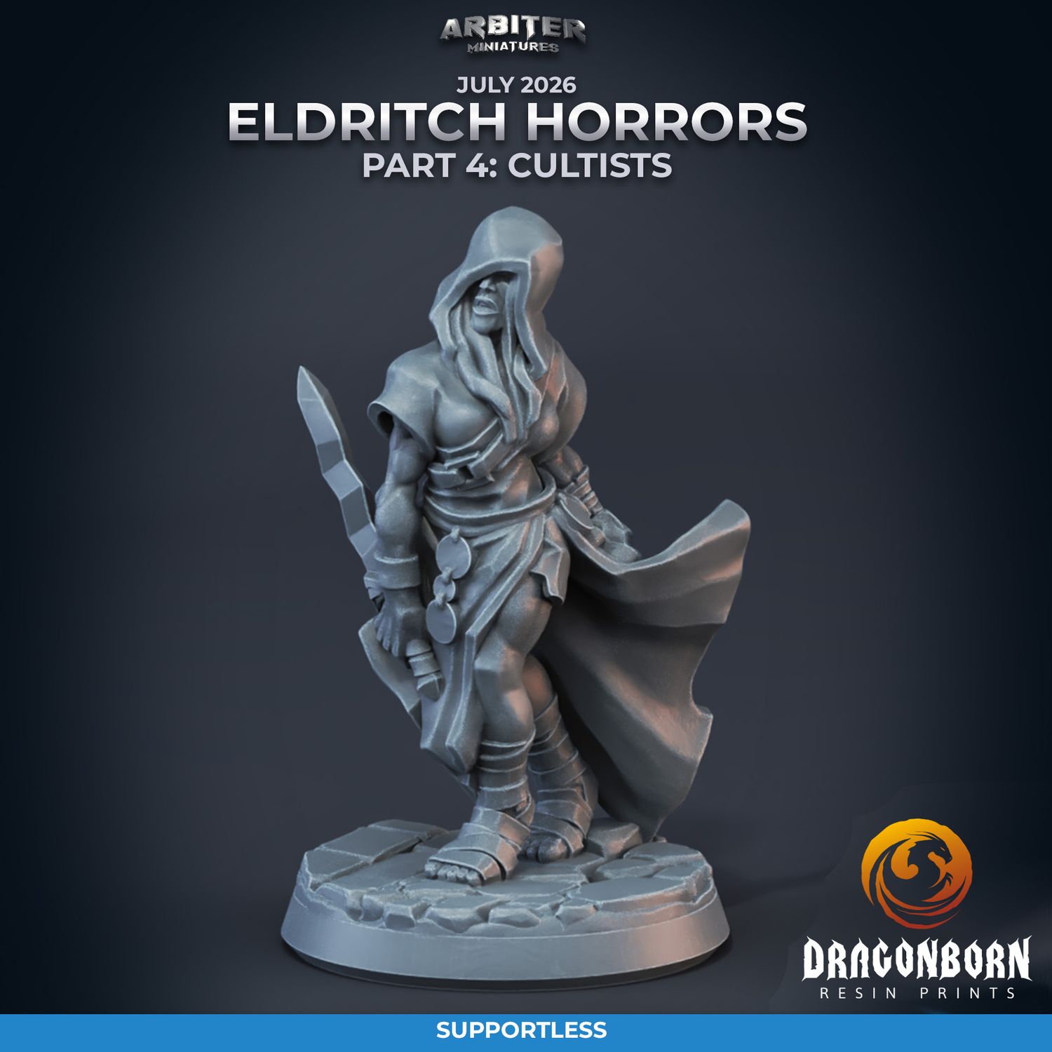 Female Cultist 01 [26/07] - DnD RPG Wargaming Miniatures - supportless version
