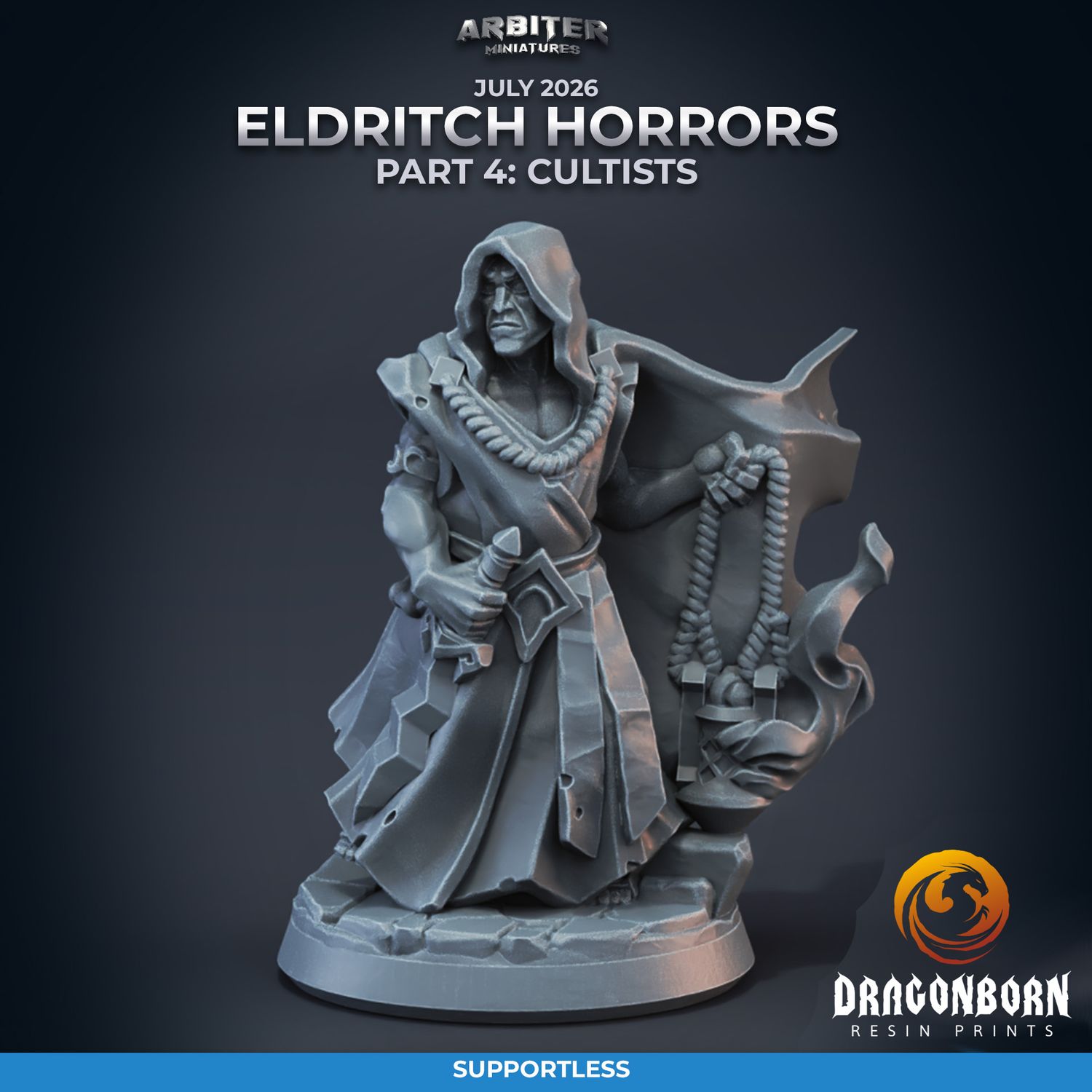 Male Cultist 01 [26/07] - DnD RPG Wargaming Miniatures - supportless version