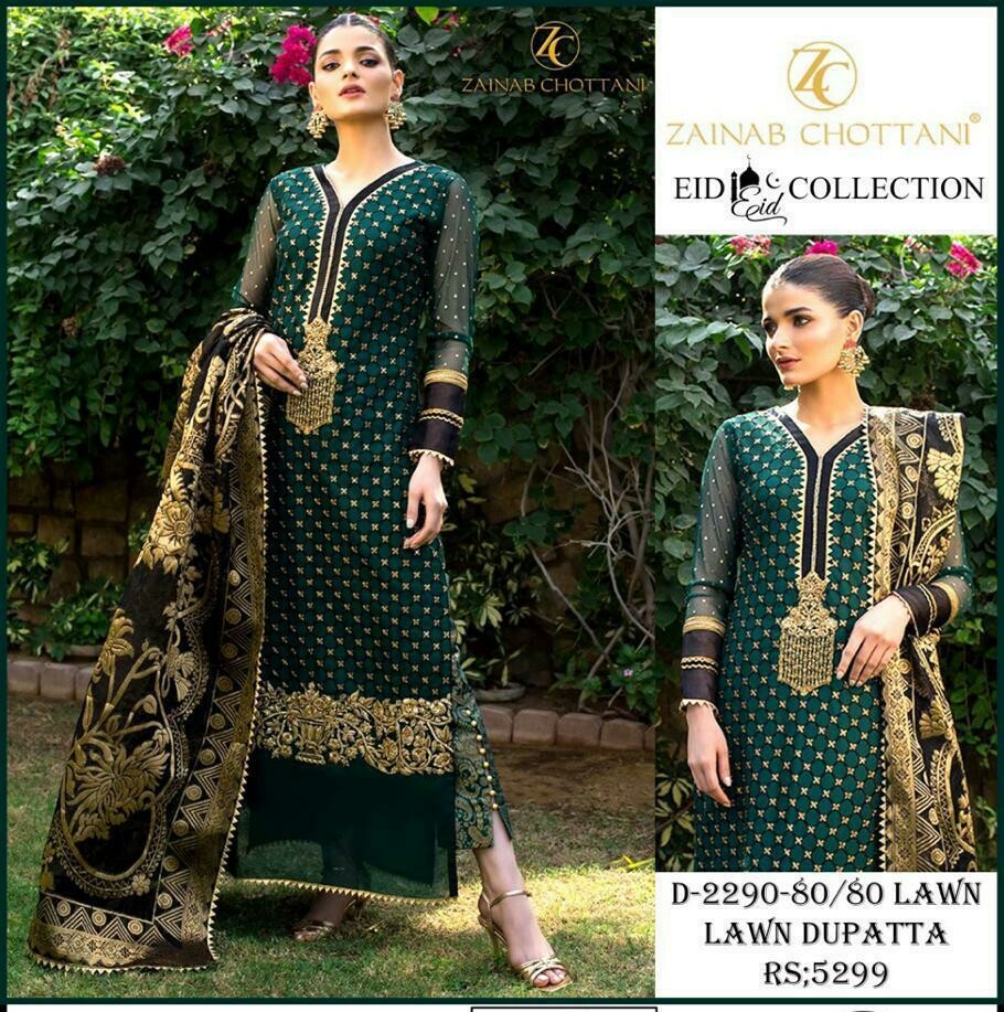 Zainab chottani  Available in Lawn  Fabrics 3pc