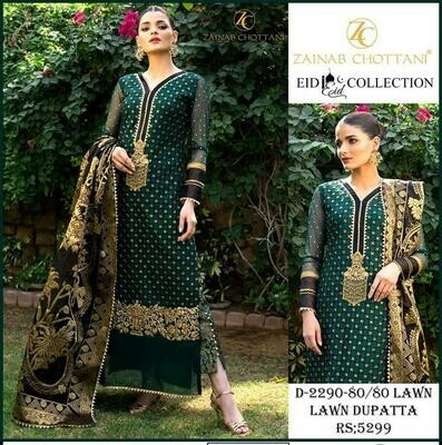 Zainab chottani  Available in Lawn  Fabrics 3pc