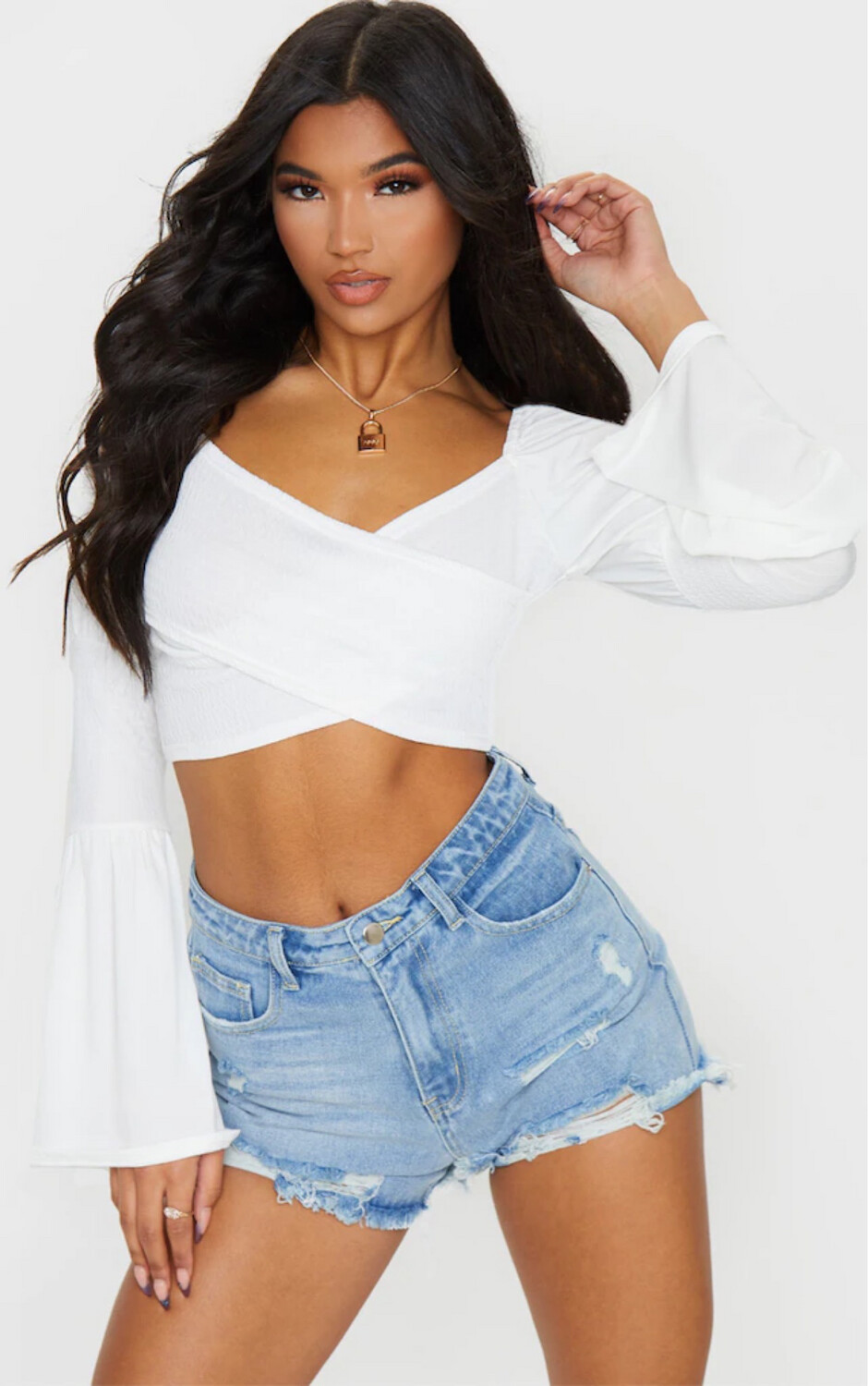 Light Blue Ripped Denim Shorts