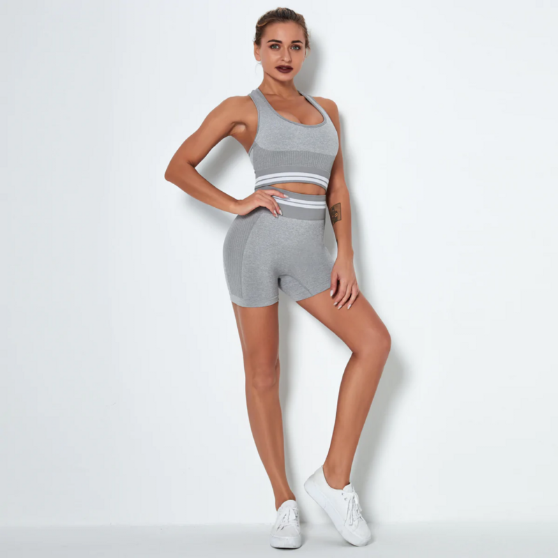 Knitted Stripe Seamless Sports Short