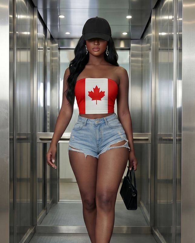 Women's Casual Canada Flag Print Strapless Backless Crop Top
