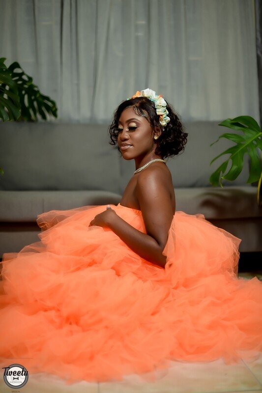 Penelope Hi-Low Puffy Tiered Tulle Orange Dress