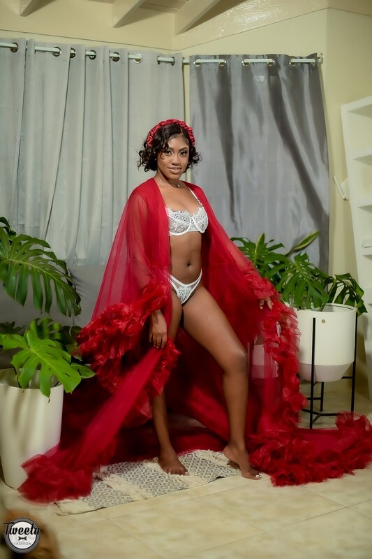 Red Tulle Robe with Train
