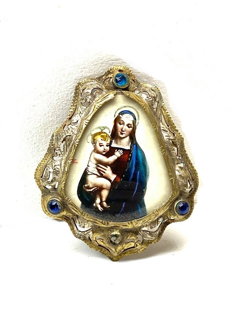 Ancienne broche vierge marie