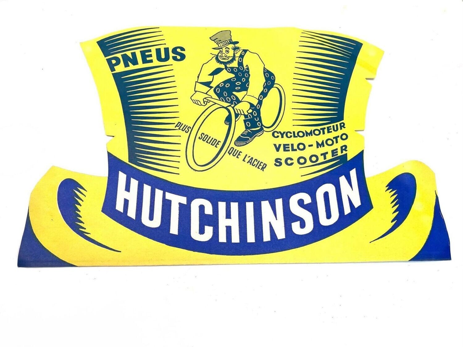 CHAPEAU PUB PAPIER TOUR DE FRANCE PNEUS HUTCHINSON SCOOTER VELO MOTO CYCLOMOTEUR