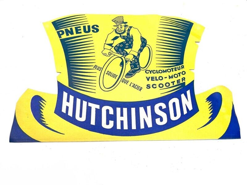 CHAPEAU PUB PAPIER TOUR DE FRANCE PNEUS HUTCHINSON SCOOTER VELO MOTO CYCLOMOTEUR