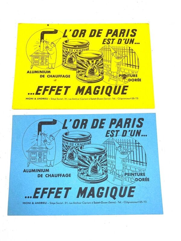 Lot de deux ancien buvard peinture metal or de paris